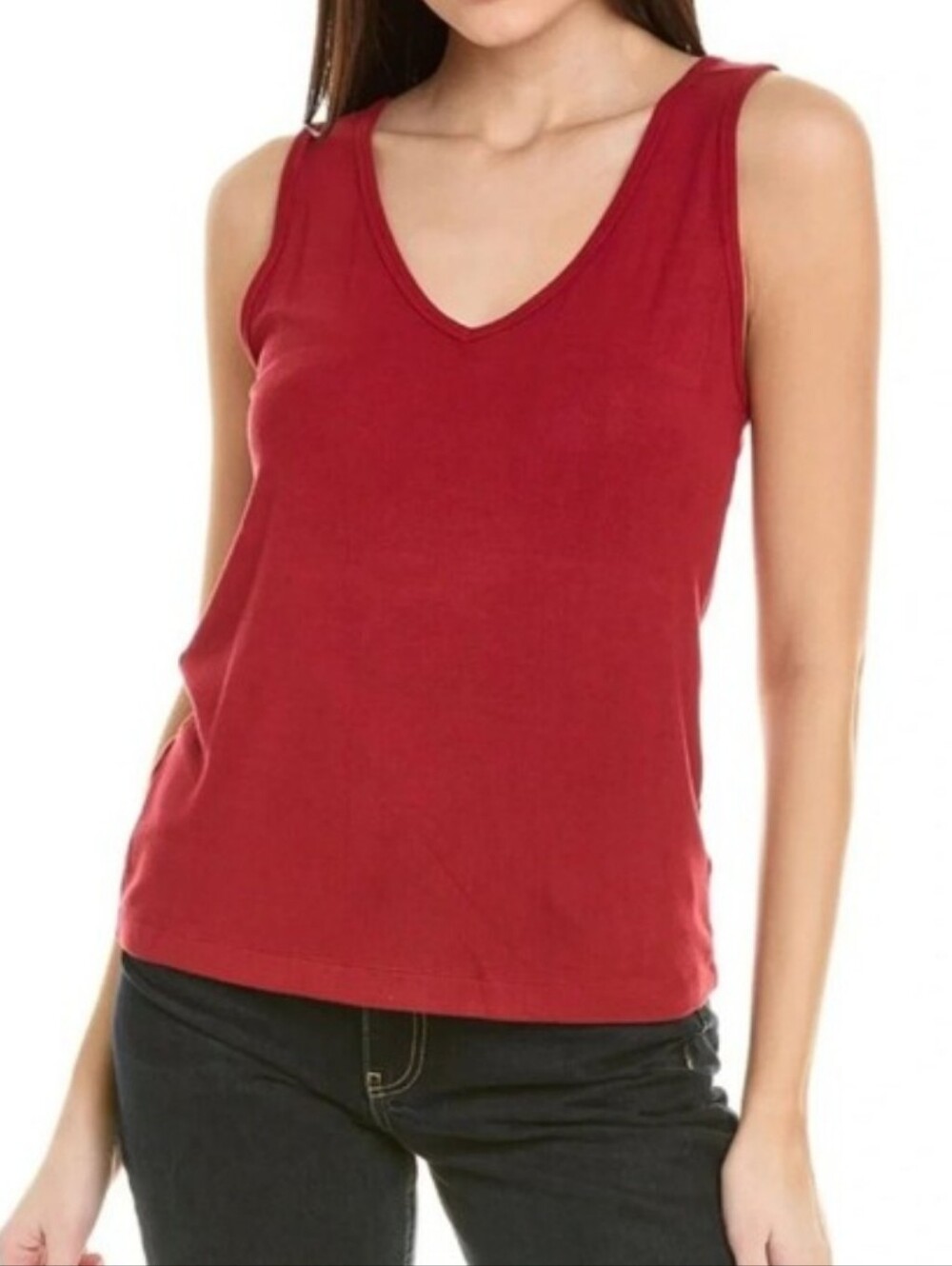 CAbi Ribbed V-Neck Tank in Plum